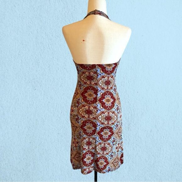 90s vintage slinky patterned halter dress - Picture 4 of 10